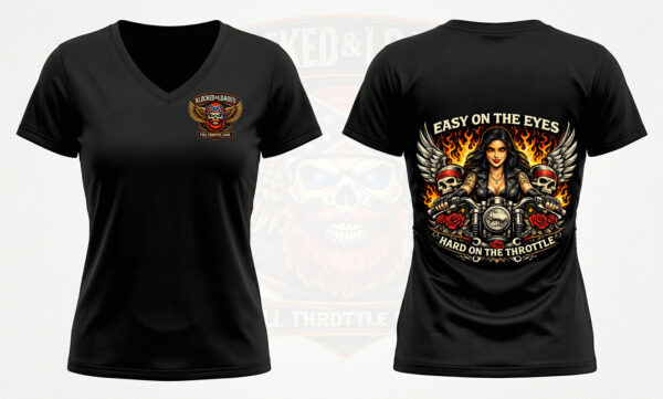 Easy-on-the-eyes-just-womens-v-neck-shirt-Mockup-1